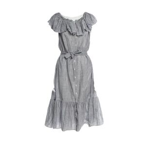 Lisa Marie Fernandez Gray Ruffled Midi Dress
